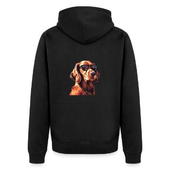 Irish Setter, Dog, Sunglasses, Summer - Unisex Premium Organic Zip Hoodie - black - Back - Nico (187cm)