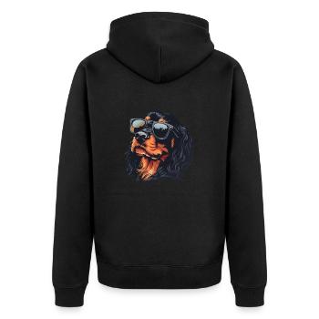 Gordon Setter, Dog, Sunglasses, Summer - Unisex Premium Organic Zip Hoodie - black - Back - Nico (187cm)