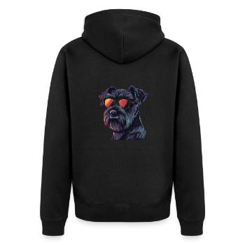 Standard Schnauzer, Dog, Sunglasses, Summer - Unisex Premium Organic Zip Hoodie - black - Back - Nico (187cm)
