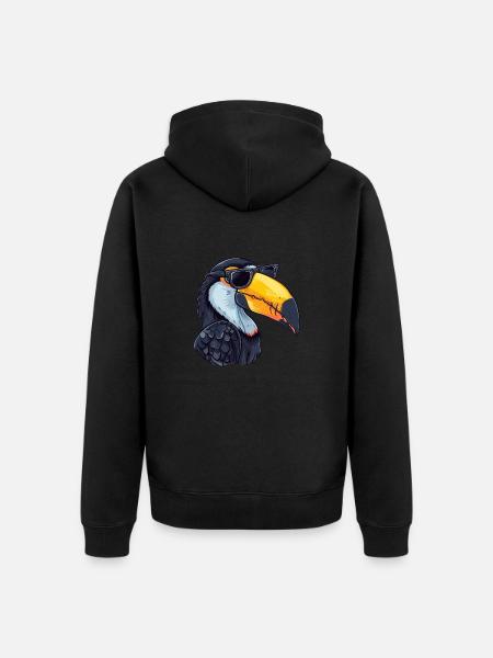 Toucan, Sunglasses, Summer, Gift - Unisex Premium Organic Zip Hoodie - black
