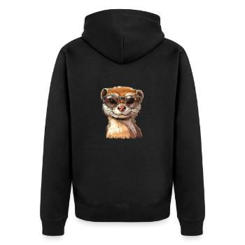 Mungo, Mangusten, Sonnenbrille, Sommer, geschenk - Unisex Premium Bio Zip Hoodie - Schwarz - Hinten - Nico (187cm)