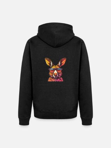 Funny Kangaroo Sunglasses - Unisex Premium Organic Zip Hoodie - black