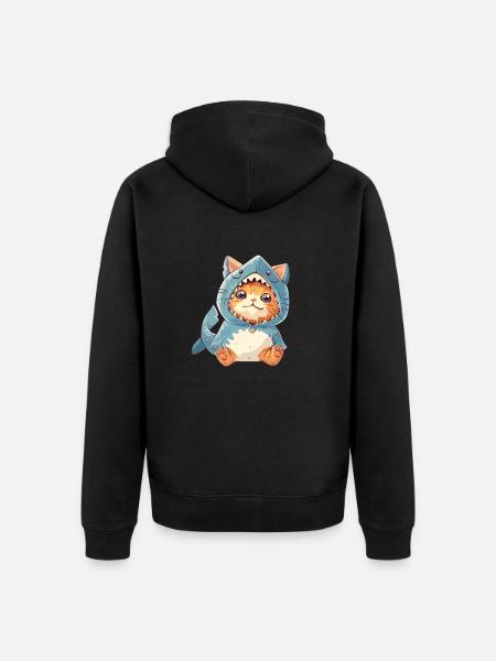 Cute Cat Shark Costume - Unisex Premium Organic Zip Hoodie - black