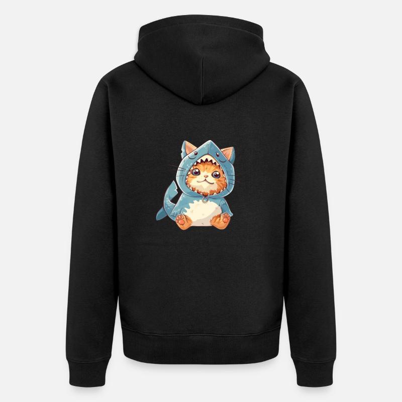 Mignon costume de requin chat - Veste à capuche bio Premium Unisexe - noir