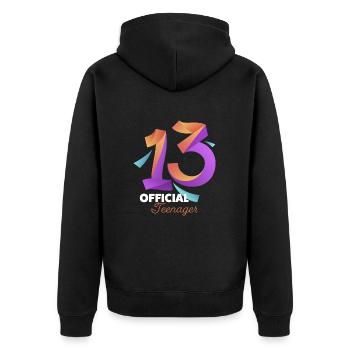 13th Birthday Girl Gift - Unisex Premium Organic Zip Hoodie - black - Back - Nico (187cm)