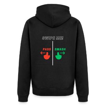 Swipe Me: Smash or Pass! - Unisex Premium Bio Zip Hoodie - Schwarz - Hinten - Nico (187cm)