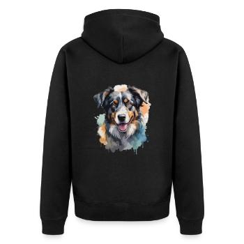 Australian Shepherd Dog Cool Color Explosion - Unisex Premium Organic Zip Hoodie - black - Back - Nico (187cm)