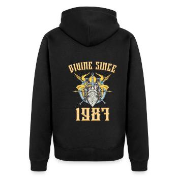 Dieu Viking, Divin Depuis 1987 Anniversaire 36 Ans - Veste à capuche bio Premium Unisexe - noir - Dos - Nico (187cm)