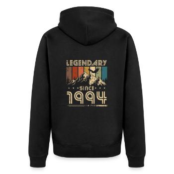 Legendary Since 1994 Vintage Vintage Birthday - Unisex Premium Organic Zip Hoodie - black - Back - Nico (187cm)