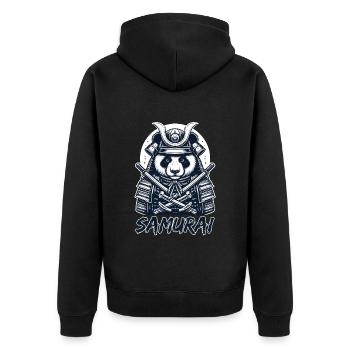 Warrior Panda: Embrace the Spirit of the Samurai - Unisex Premium Organic Zip Hoodie - black - Back - Nico (187cm)