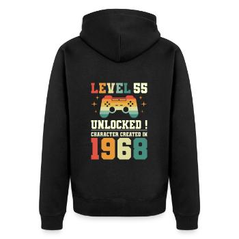 Niveau 55 Anniversaire Gamer 55 Ans - Veste à capuche bio Premium Unisexe - noir - Dos - Nico (187cm)