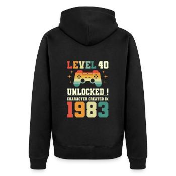 Level 40 Birthday Gamer 40 Jahre - Unisex Premium Bio Zip Hoodie - Schwarz - Hinten - Nico (187cm)