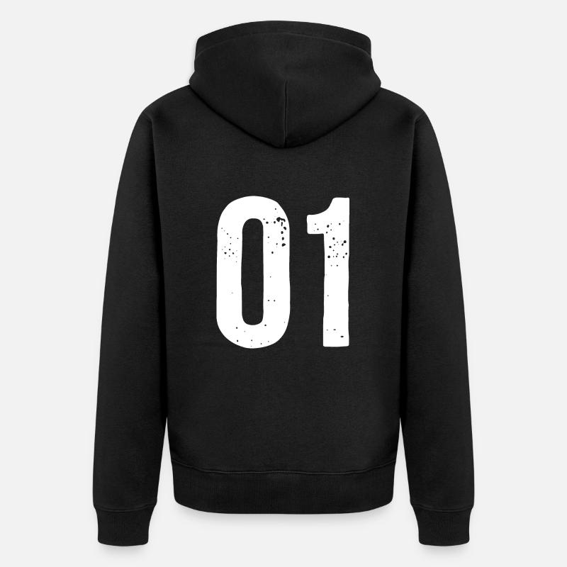 01 Numéros Blanc - Veste à capuche bio Premium Unisexe - noir