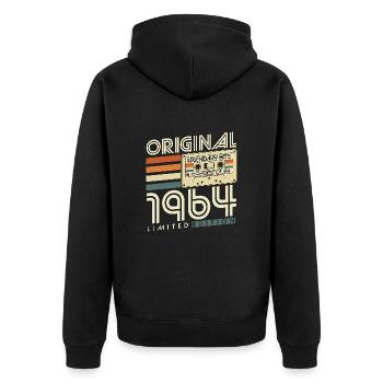 Original 1964 Vintage Vintage Rétro Anniversaire - Veste à capuche bio Premium Unisexe - noir - Dos - Nico (187cm)
