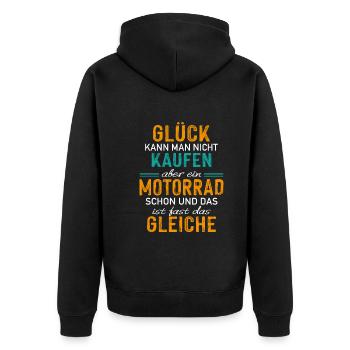 Glück Kaufen Motorrad Gleiche Motorradfahrer Biker - Unisex Premium Bio Zip Hoodie - Schwarz - Hinten - Nico (187cm)
