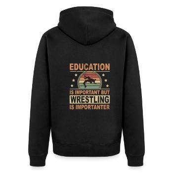 Wrestler Vintage Schule Wichtig Wrestling Mehr - Unisex Premium Bio Zip Hoodie - Schwarz - Hinten - Nico (187cm)
