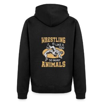 Wrestling Zoo Tiere Ringen Martial Arts Fan - Unisex Premium Bio Zip Hoodie - Schwarz - Hinten - Nico (187cm)