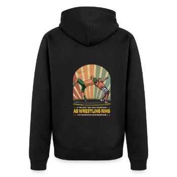 Vintage Wrestling Ring Trampoline Show Fight Event - Unisex Premium Organic Zip Hoodie - black - Back - Nico (187cm)