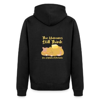 Hamster Rodent People Think Baked Potato - Unisex Premium Organic Zip Hoodie - black - Back - Nico (187cm)