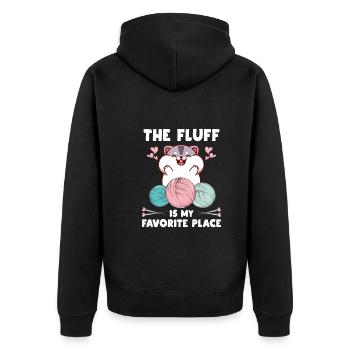 Hamster Knitting Crochet Cotton Wool Wool Favorite Place - Unisex Premium Organic Zip Hoodie - black - Back - Nico (187cm)
