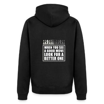 See Good Move Look Better One Chess Wisdom - Unisex Premium Organic Zip Hoodie - black - Back - Nico (187cm)
