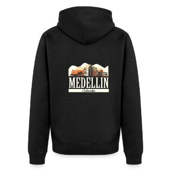 Medellin Colombia Skyline Stadtbild Kolumbien - Unisex Premium Bio Zip Hoodie - Schwarz - Hinten - Nico (187cm)