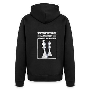 Chess Vision Without Strategy Remains An Illusion - Unisex Premium Organic Zip Hoodie - black - Back - Nico (187cm)