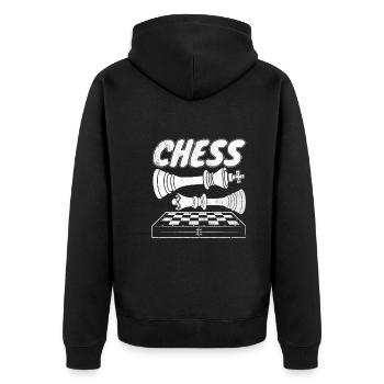 Schach Schachspielen Welt Schach Tag König Dame - Unisex Premium Bio Zip Hoodie - Schwarz - Hinten - Nico (187cm)