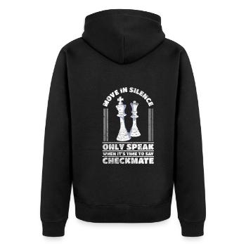 Schachmatt Schach Weisheit Königsfigur Damen Spiel - Unisex Premium Bio Zip Hoodie - Schwarz - Hinten - Nico (187cm)