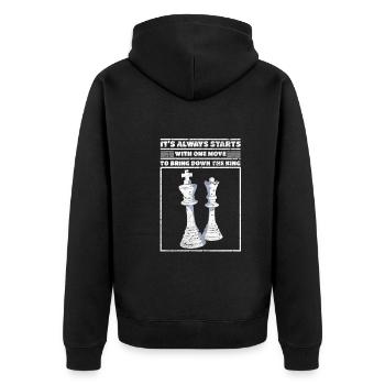 Chess Wisdom Starts One Move Bring Down King - Unisex Premium Organic Zip Hoodie - black - Back - Nico (187cm)