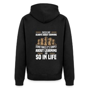 Chess Gain Wisdom Lose Learning to Live - Unisex Premium Organic Zip Hoodie - black - Back - Nico (187cm)
