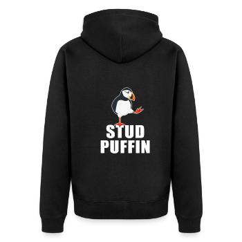 Stud Puffin Eistaucher Meeresvogel Papageitaucher - Unisex Premium Bio Zip Hoodie - Schwarz - Hinten - Nico (187cm)