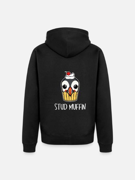 Stud Muffin Puffin Puffin Pun - Veste à capuche bio Premium Unisexe - noir