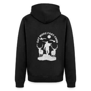 Eat More Fast Food Hunters Gamekeepers Hunting Lovers - Unisex Premium Organic Zip Hoodie - black - Back - Nico (187cm)
