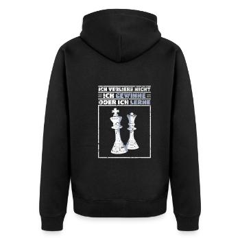 Schach Verliere Nicht Gewinne Oder Lerne Geschenk - Unisex Premium Bio Zip Hoodie - Schwarz - Hinten - Nico (187cm)