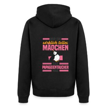 Tolles Mädchen Mag Papageientaucher Flugtiere - Unisex Premium Bio Zip Hoodie - Schwarz - Hinten - Nico (187cm)