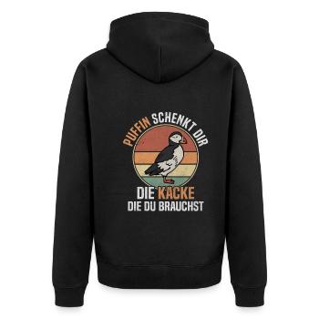 Puffin Schenkt Kacke Die Du Brauchst Vintage Vogel - Unisex Premium Bio Zip Hoodie - Schwarz - Hinten - Nico (187cm)