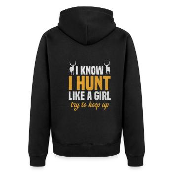 Hunter Hunting lover Women Hunt wild animals - Unisex Premium Organic Zip Hoodie - black - Back - Nico (187cm)