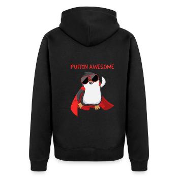 Puffin Awesome Papageientaucher Superheld Geschenk - Unisex Premium Bio Zip Hoodie - Schwarz - Hinten - Nico (187cm)