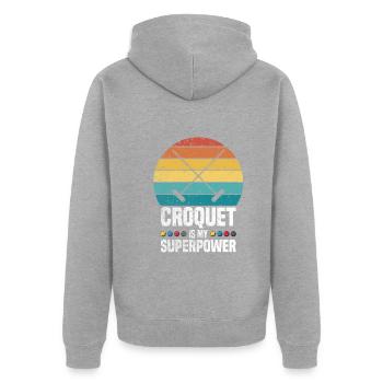 Croquet Superpuissance - Veste à capuche bio Premium Unisexe - gris chiné - Dos - Nico (187cm)