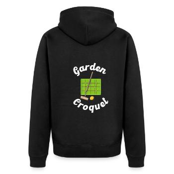 Garden Croquet Rasensport Croquetspieler Geschenk - Unisex Premium Bio Zip Hoodie - Schwarz - Hinten - Nico (187cm)