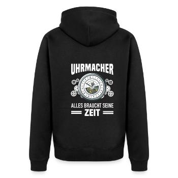 Uhrmacher Uhrmeister Uhren Sammler Geschenk - Unisex Premium Bio Zip Hoodie - Schwarz - Hinten - Nico (187cm)