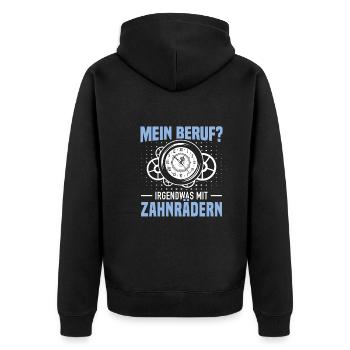Uhrmacher Beruf Zahnräder Feinmechaniker Geschenk - Unisex Premium Bio Zip Hoodie - Schwarz - Hinten - Nico (187cm)