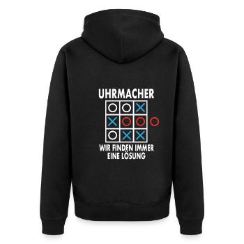 Uhrmacher Finde Immer Eine Lösung Uhren Shop Beruf - Unisex Premium Bio Zip Hoodie - Schwarz - Hinten - Nico (187cm)