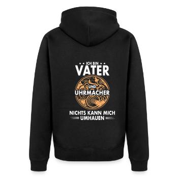 Vater Uhrmacher Zahnräder Uhren Sammler Geschenk - Unisex Premium Bio Zip Hoodie - Schwarz - Hinten - Nico (187cm)