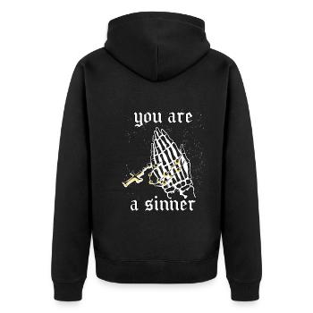 Occult Goth Gothic Punk Grunge - Unisex Premium Organic Zip Hoodie - black - Back - Nico (187cm)