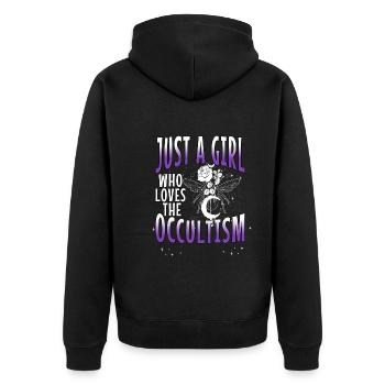 Occult Goth Gothic Punk Grunge - Unisex Premium Organic Zip Hoodie - black - Back - Nico (187cm)
