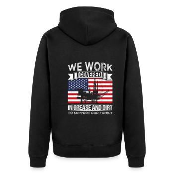 Production pétrolière Travailleurs du pétrole Cadeau du drapeau des États-Unis - Veste à capuche bio Premium Unisexe - noir - Dos - Nico (187cm)