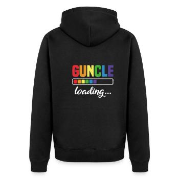 Guncle Loading Gay Uncle Godfather Gift - Unisex Premium Organic Zip Hoodie - black - Back - Nico (187cm)