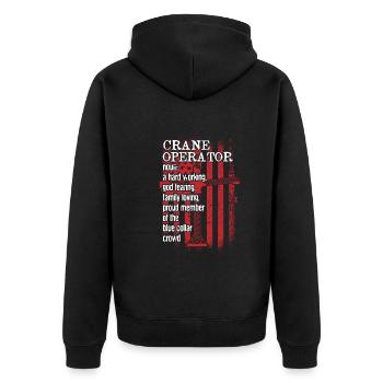 Kranführer Definition USA Flagge Kran Kräne Noun - Unisex Premium Bio Zip Hoodie - Schwarz - Hinten - Nico (187cm)